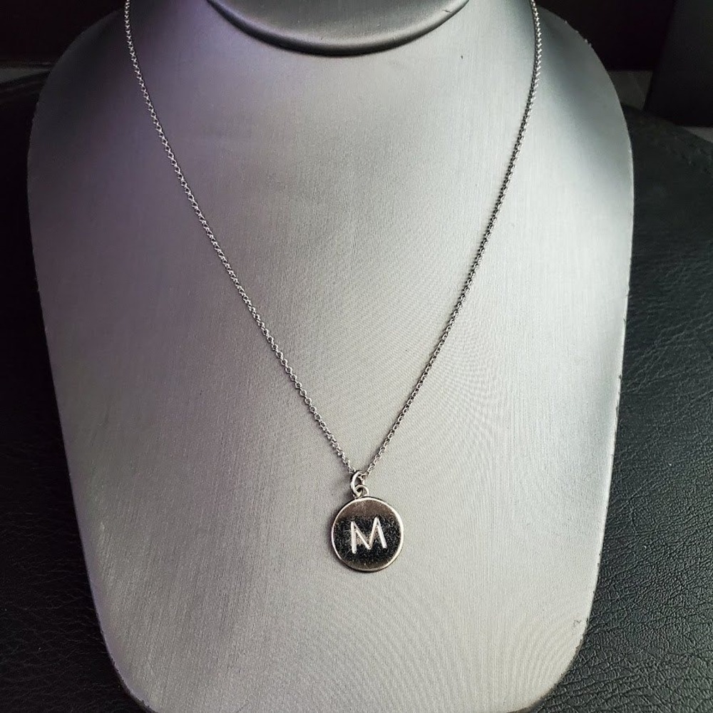 Kate Spade One In A Million Initial M Pendant Necklace Silver Tone Monogram
